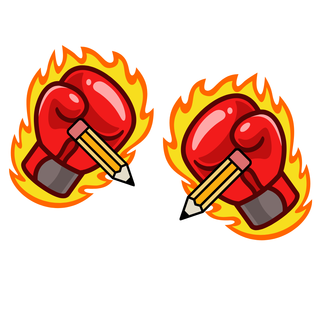 boxing gloves with pencils