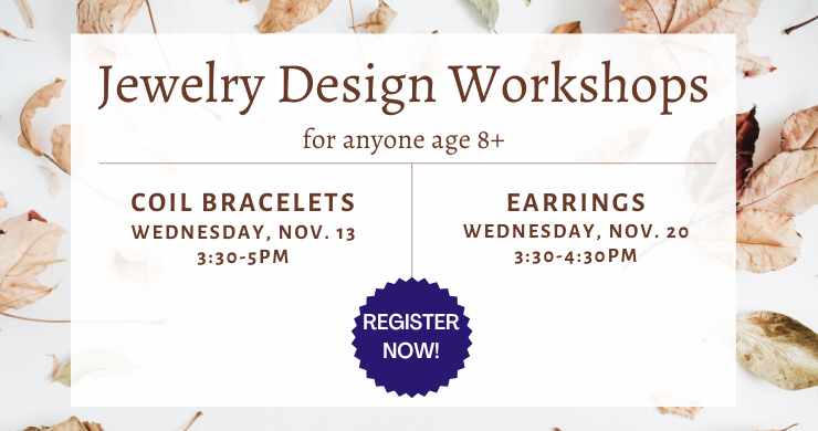 Two jewelry workshops in November with leaf background