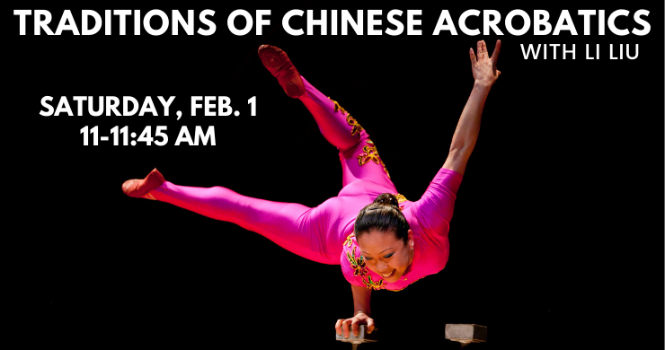 Acrobat in a pink costume balancing on her hand